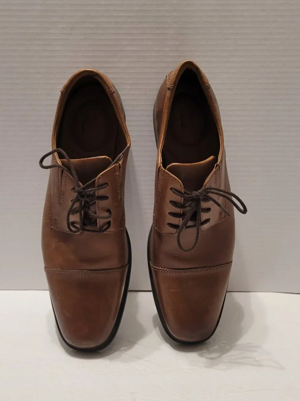 Clarks Collection Men's Brown Leather Cap Toe Oxford Dress Shoes US 10 M